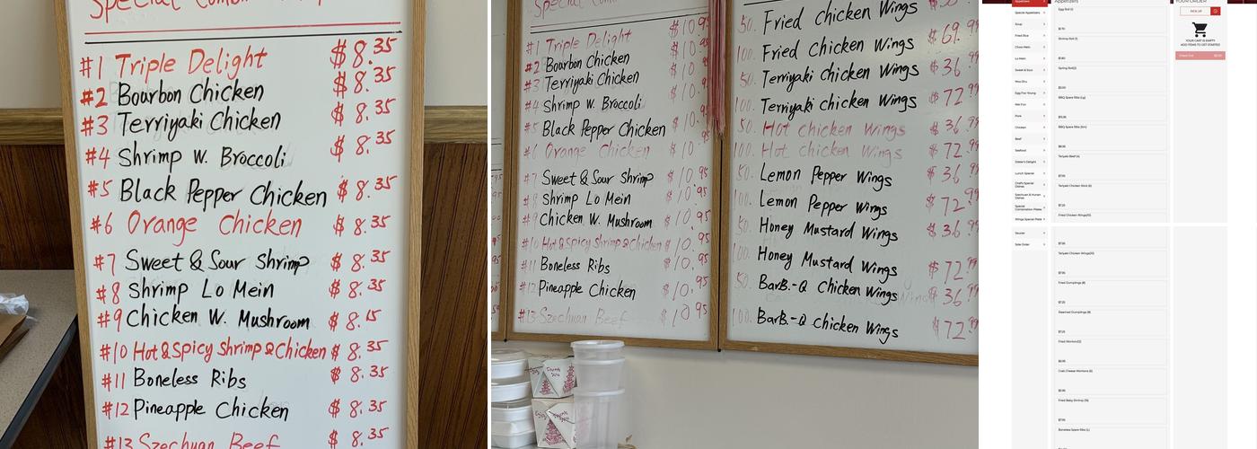 China One Menu