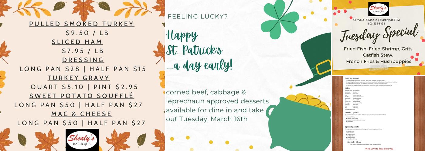 Shealy's Bar-B-Que Menu