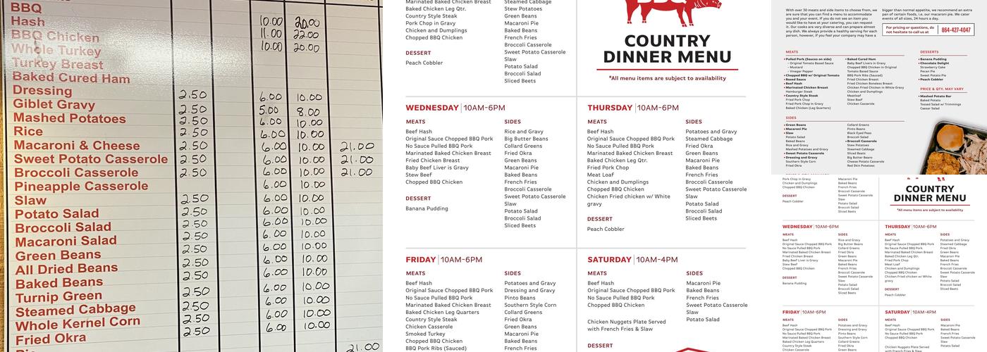 Midway BBQ Menu