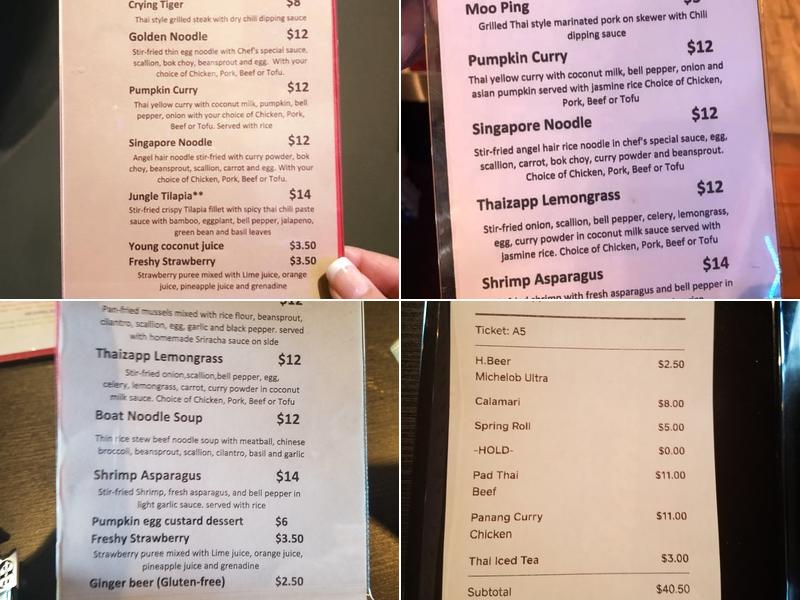 Thai Zapp Restaurant Menu