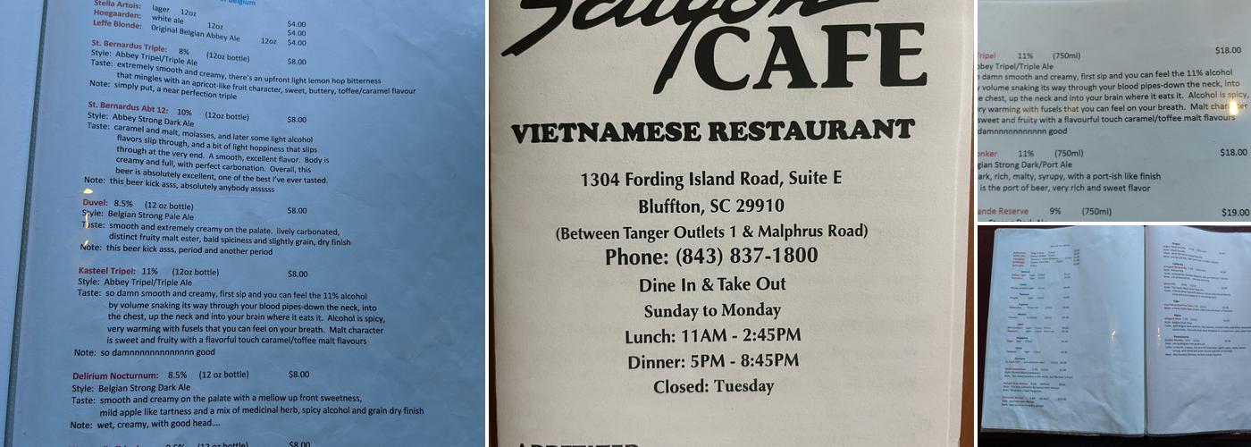 Saigon Cafe Menu