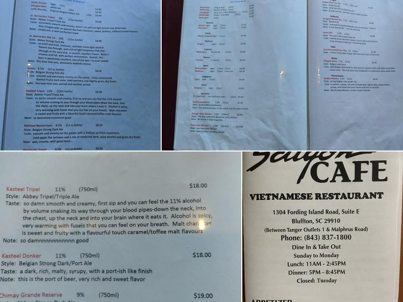 Saigon Cafe Menu