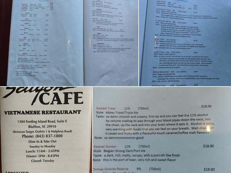 Saigon Cafe Menu