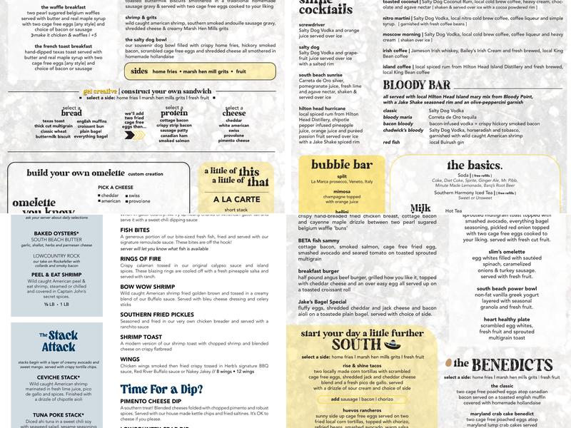 The Salty Dog Cafe Menu