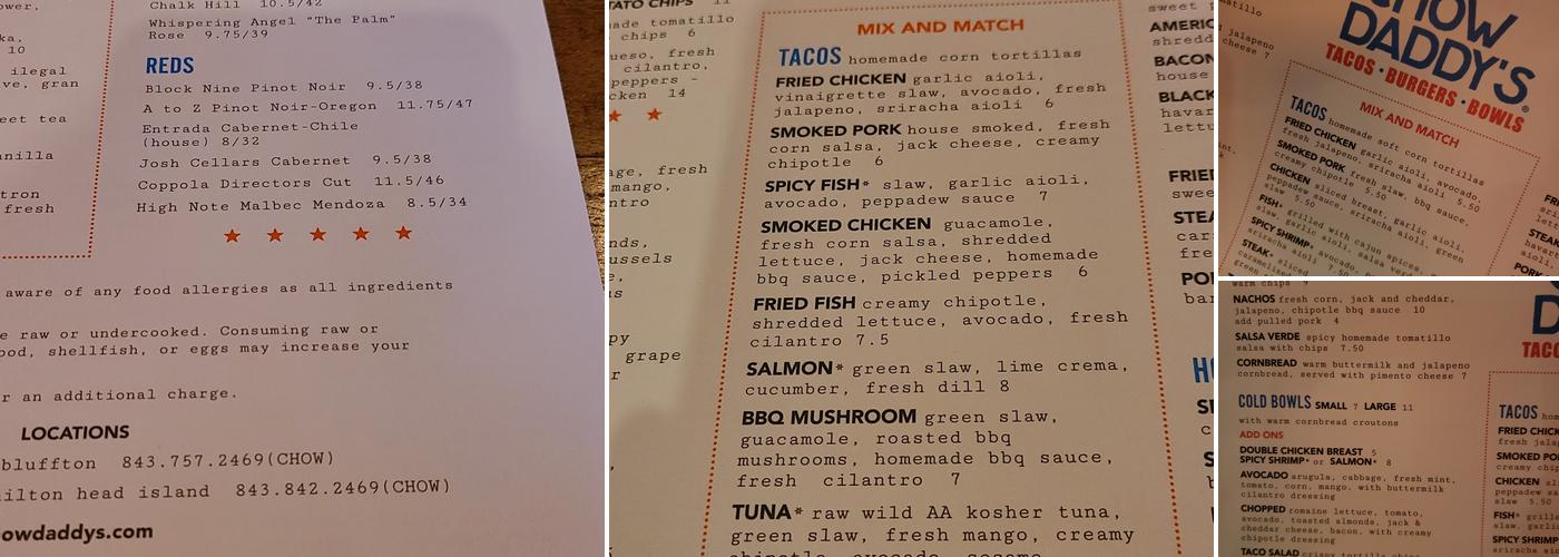 Chow Daddy's Menu
