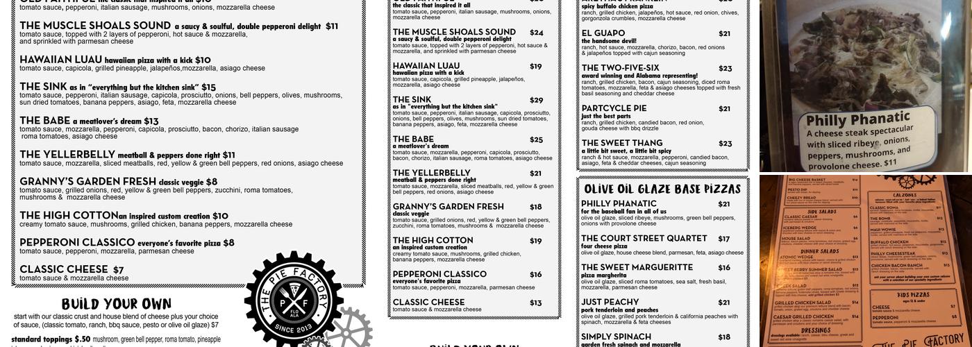 The Pie Factory of Florence Menu