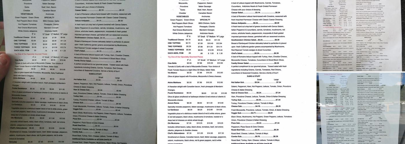 Pizza Chef Gourmet Pizza Menu