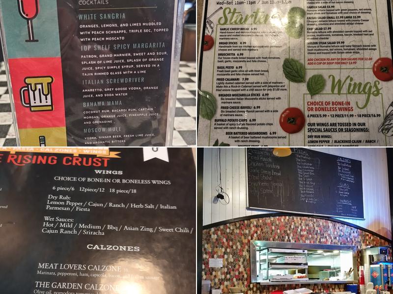 The Rising Crust Pizza Menu