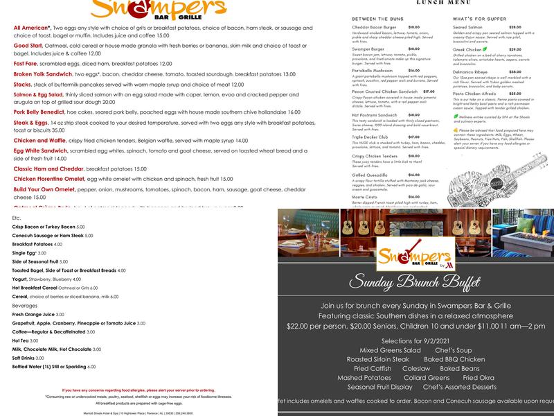 Swampers Menu