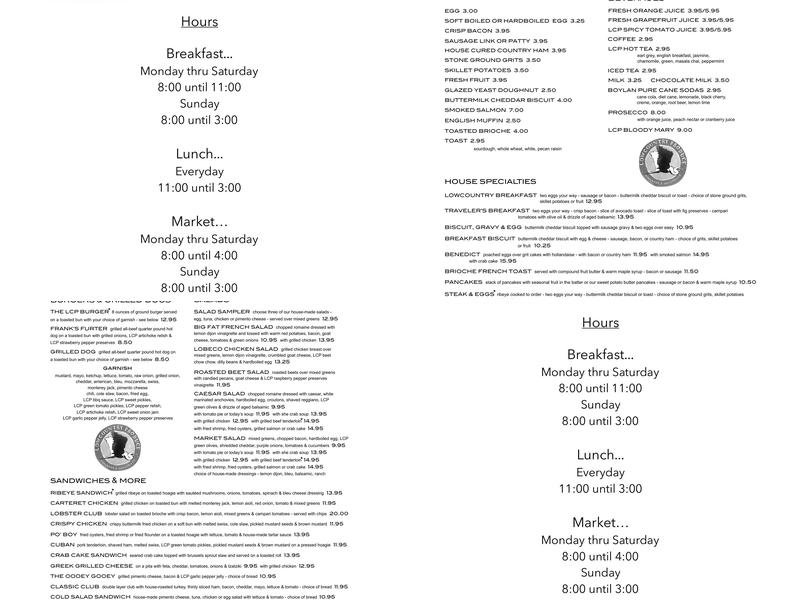 Lowcountry Produce Market & Café Menu