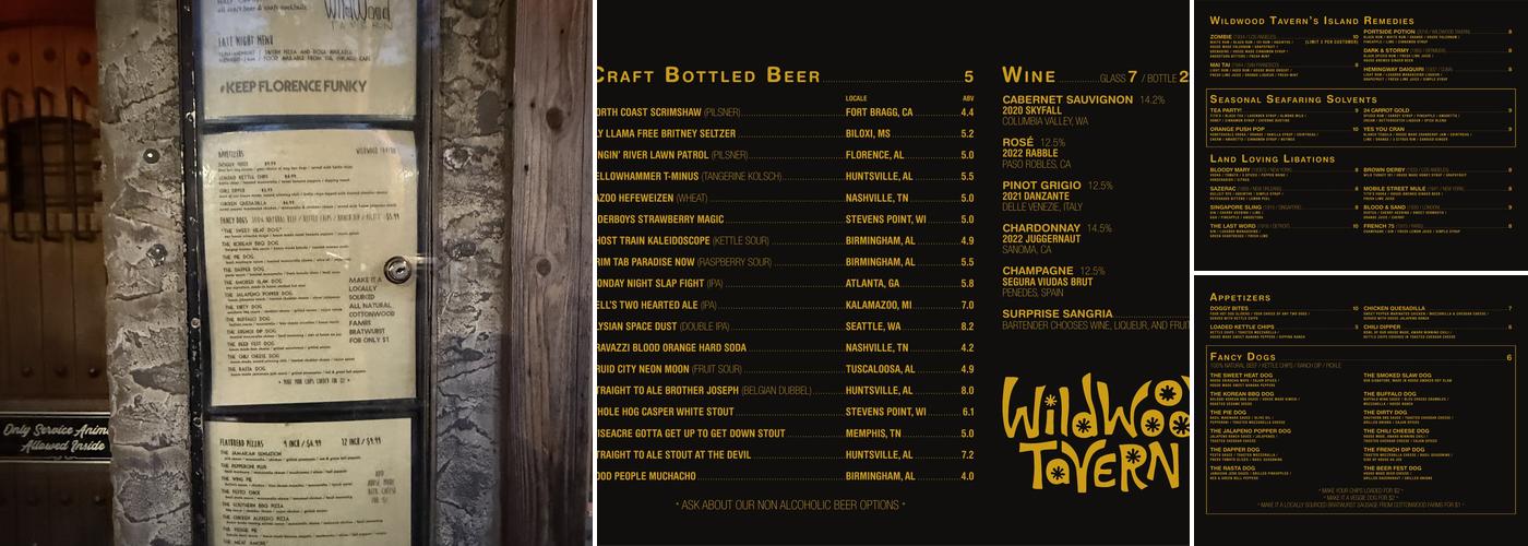 Wildwood Tavern Menu