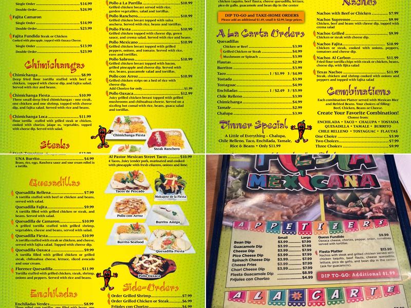 Fiesta Mexicana Menu