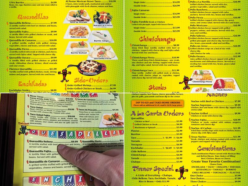Fiesta Mexicana Menu