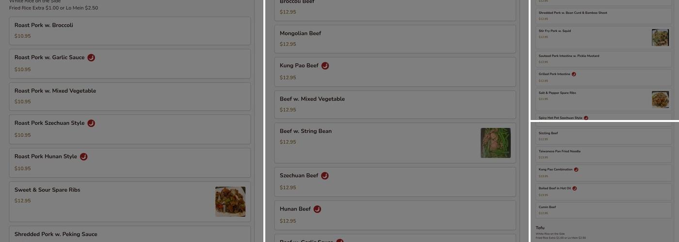 Mr. Hui's Peacock Express Menu