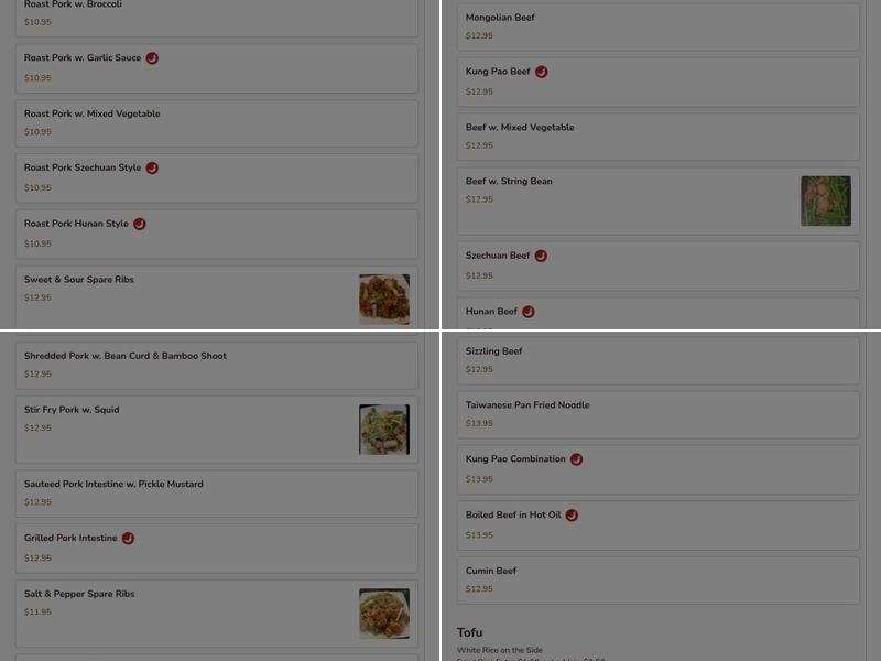 Mr. Hui's Peacock Express Menu