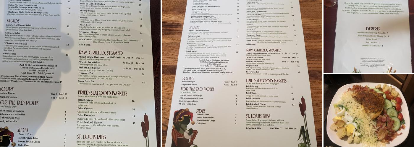 Foolish Frog Menu