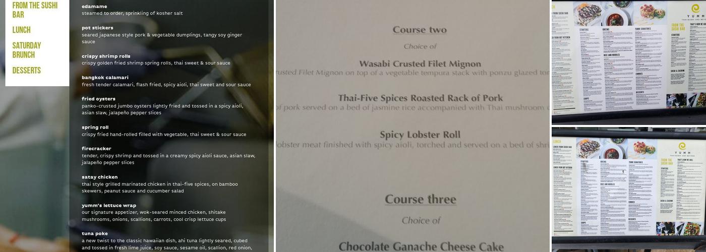 YUMM THAI : SUSHI AND BEYOND Menu