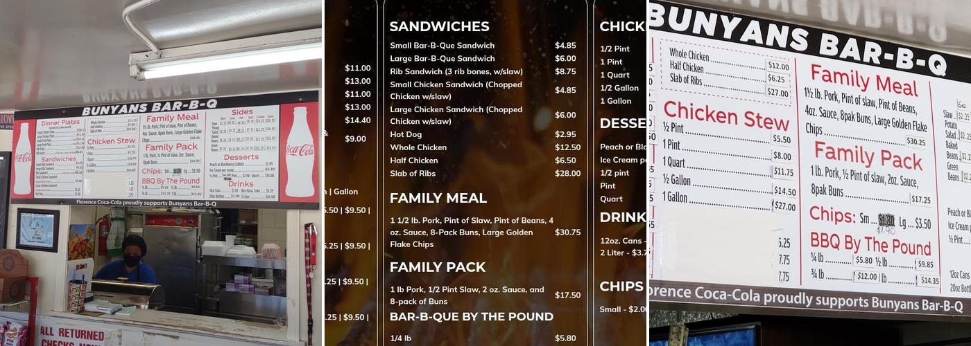 Bunyan's Bar-B-Que Menu