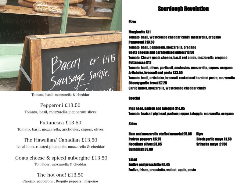 The Sourdough Revolution Menu