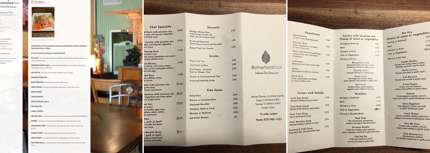 Rutherford Thai Menu