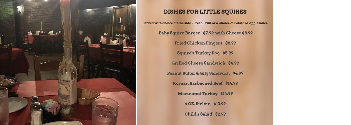 Country Squire Winery Menu