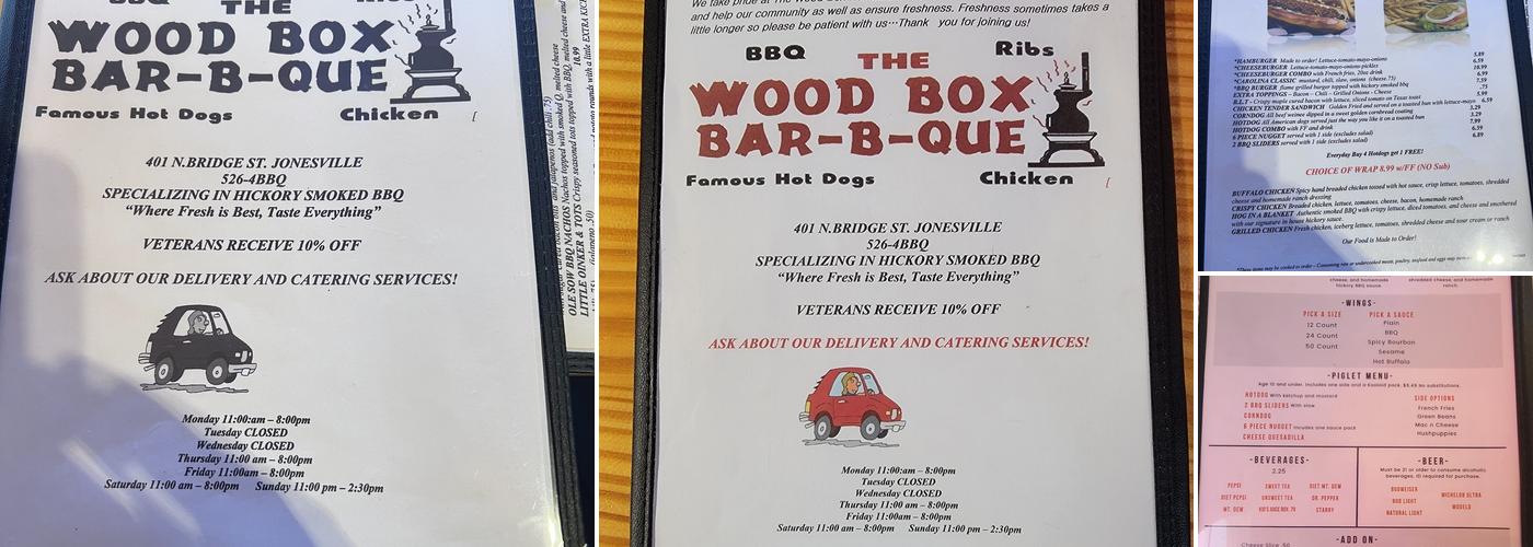 The Wood Box BBQ & Ribs Menu