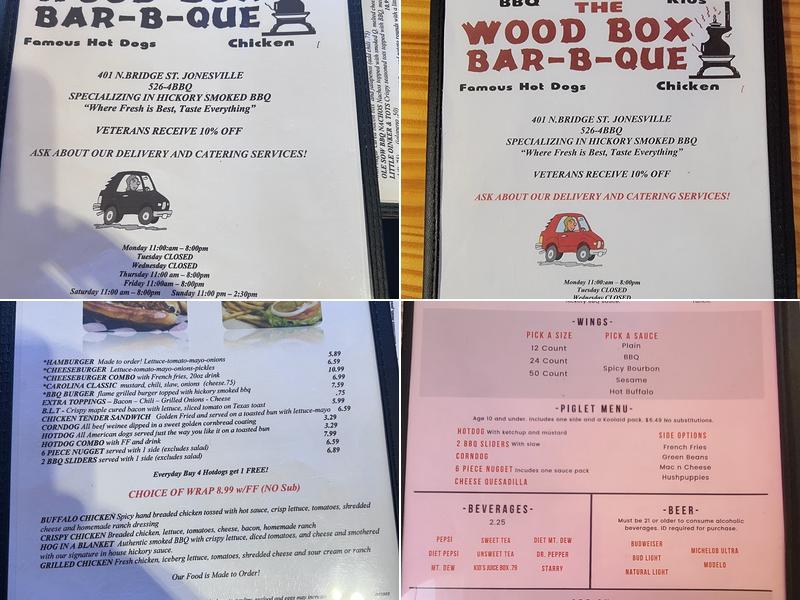 The Wood Box BBQ & Ribs Menu