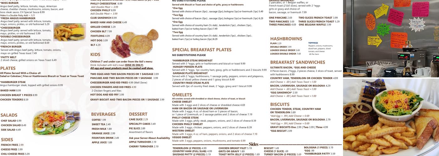 Coffee House Diner Menu