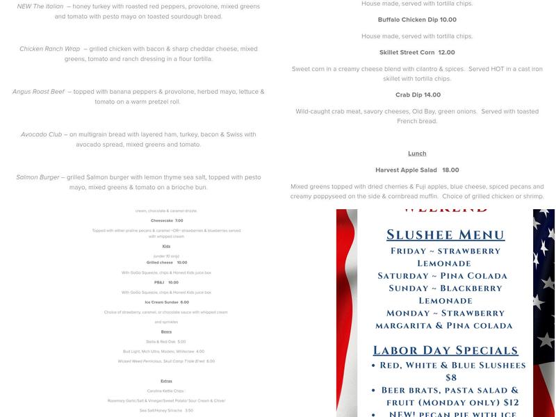 Sanders Ridge Vineyard & Winery Menu