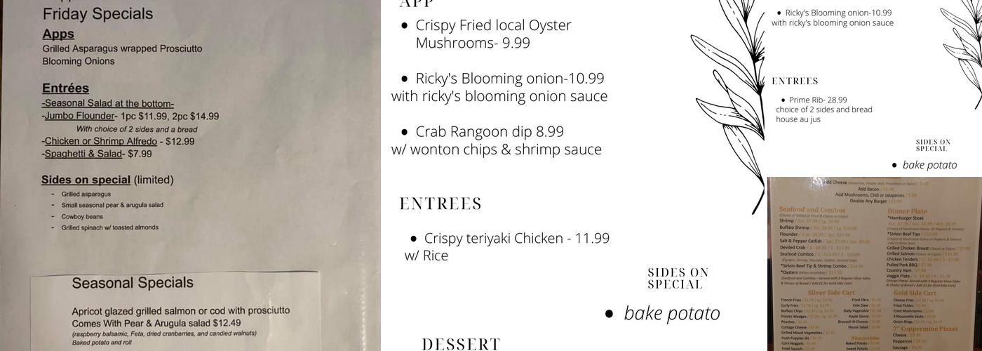 Copper Mine Grill Menu