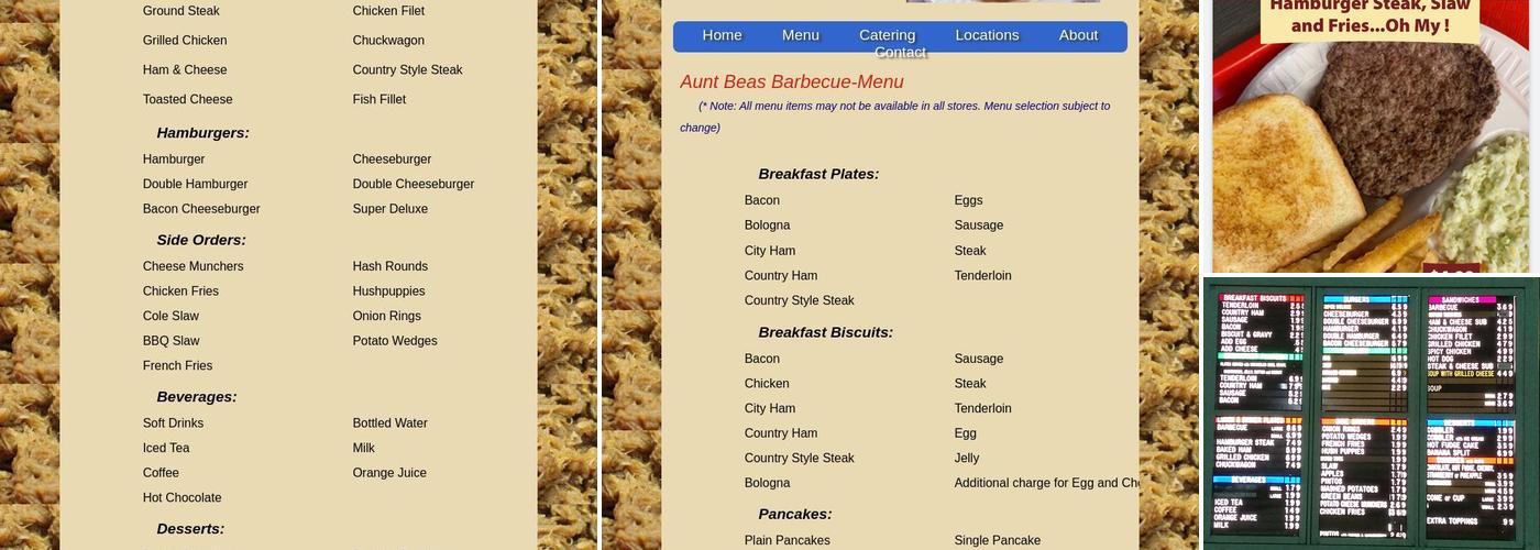 Aunt Bea's BBQ of Independence Menu