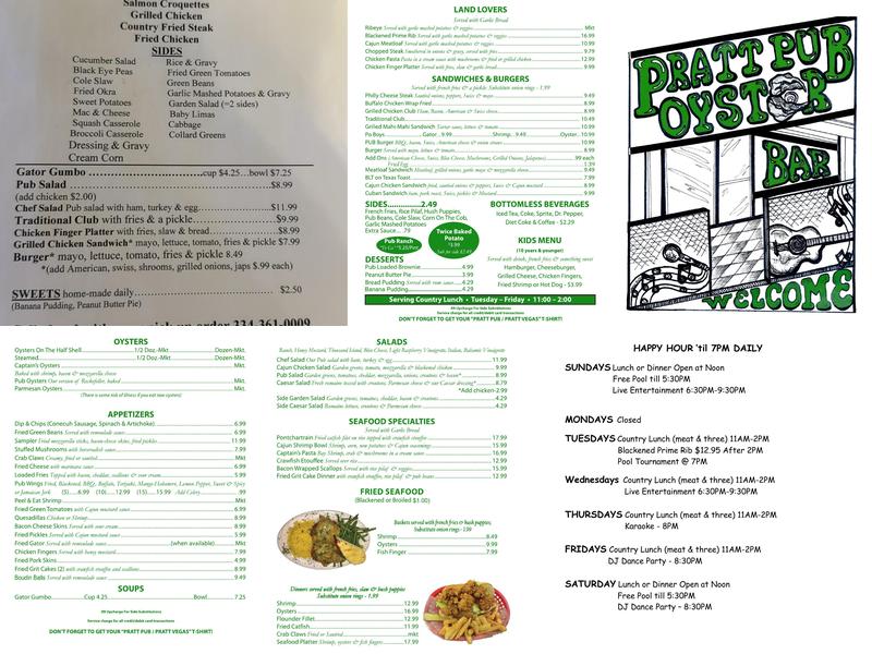 Pratt Pub & Oyster Bar Menu