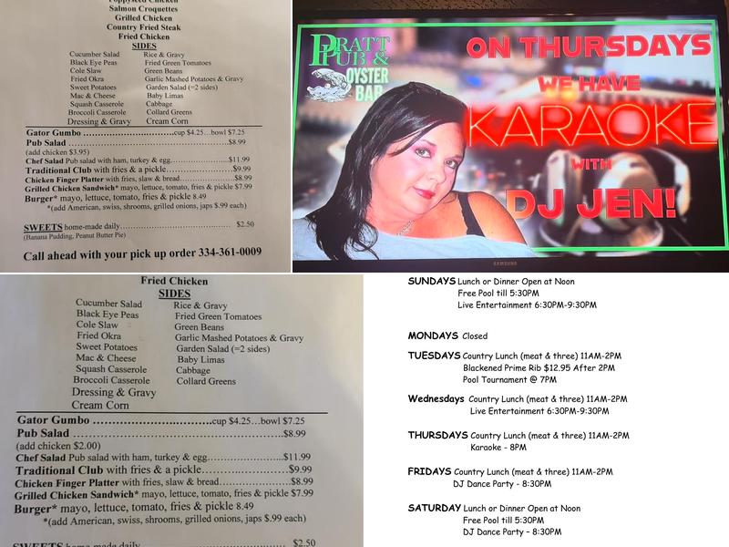 Pratt Pub & Oyster Bar Menu