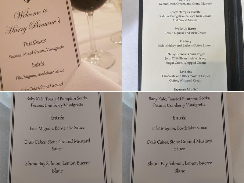 Harry Browne's Restaurant Menu