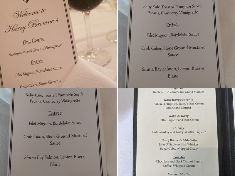 Harry Browne's Restaurant Menu