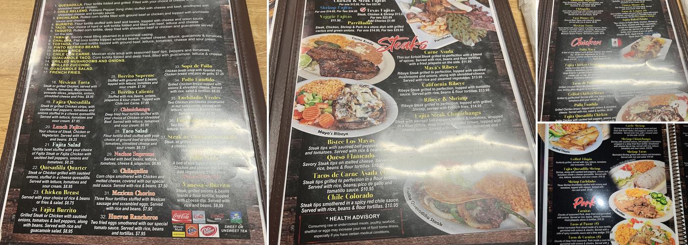 Los Maya's Prattville Menu