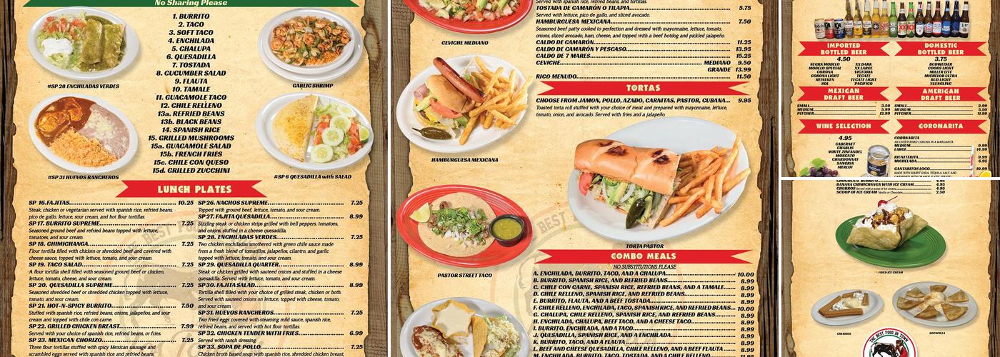 Los Toreros Mexican Grill Menu