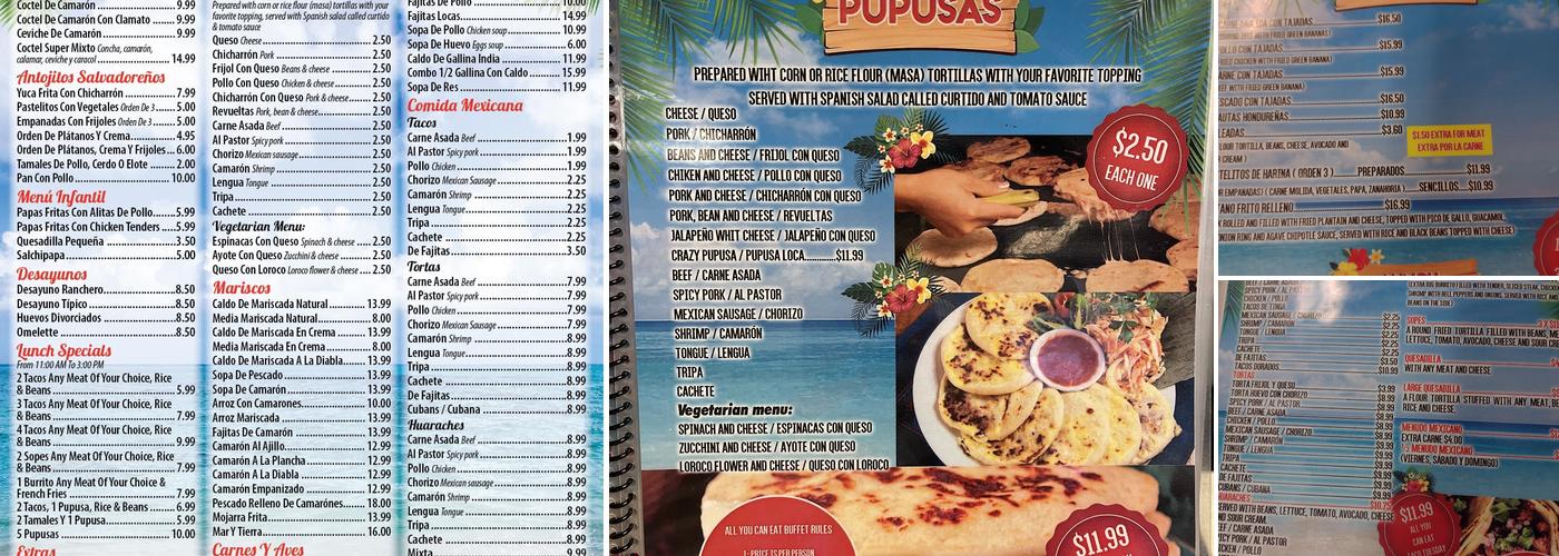 Los Sabores Latinos Taqueria Y Pupuseria Menu