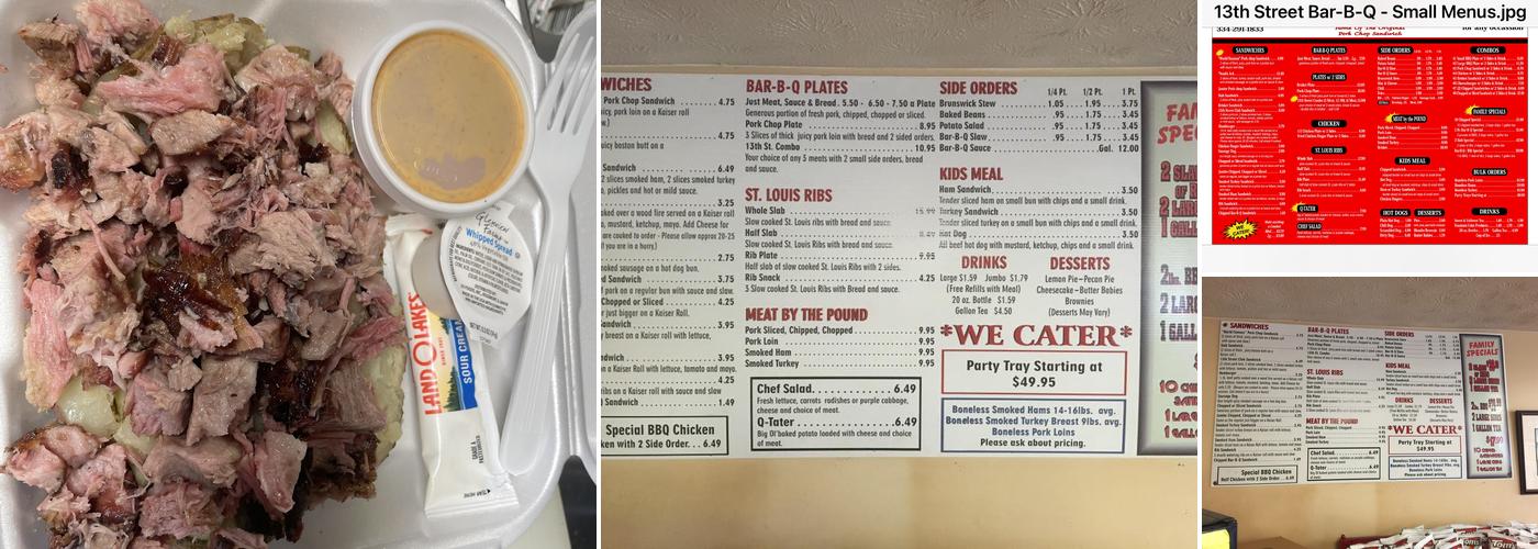 13th St BBQ Menu