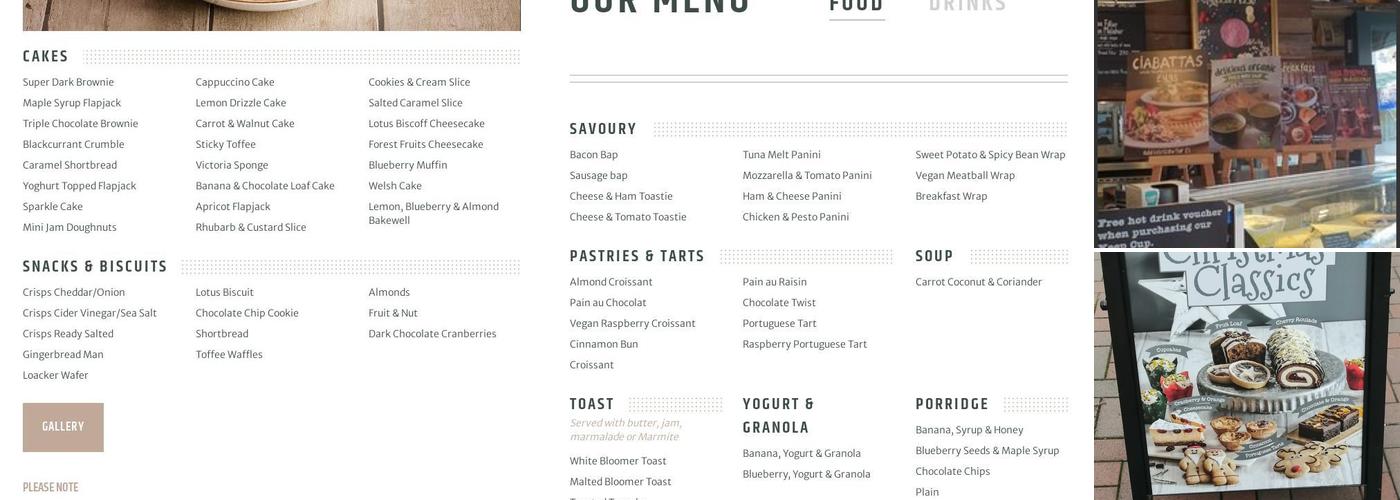 Coffee#1 Daventry Menu