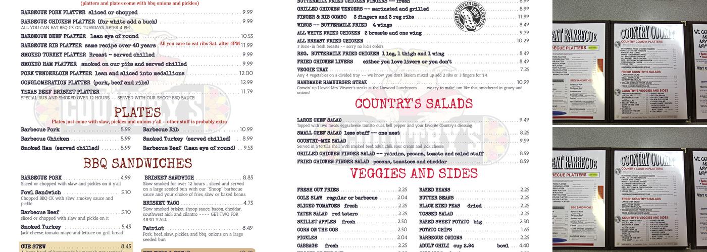 Country's On Broad Menu