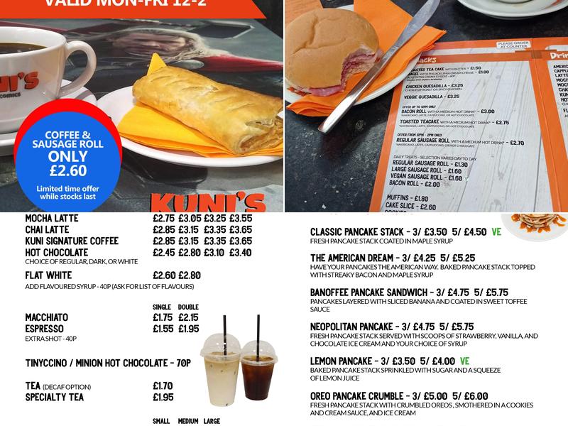 Kuni's Coffee and Comics Menu