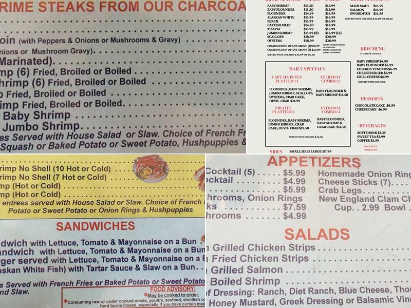 Captain Pete's Menu
