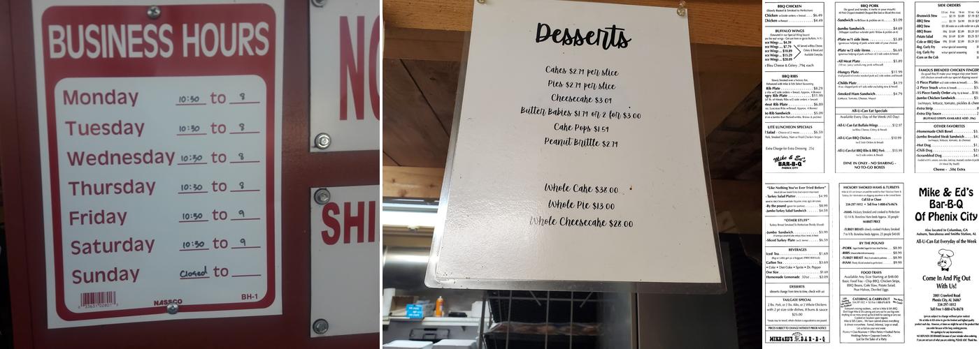 Mike & Ed's Bar-B-Q Menu