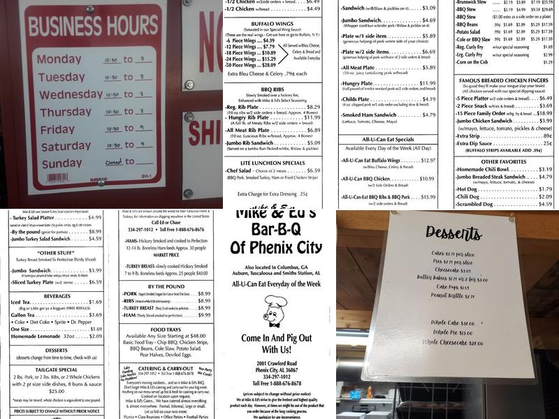 Mike & Ed's Bar-B-Q Menu