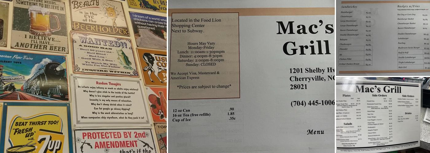 Mac's Grill Menu