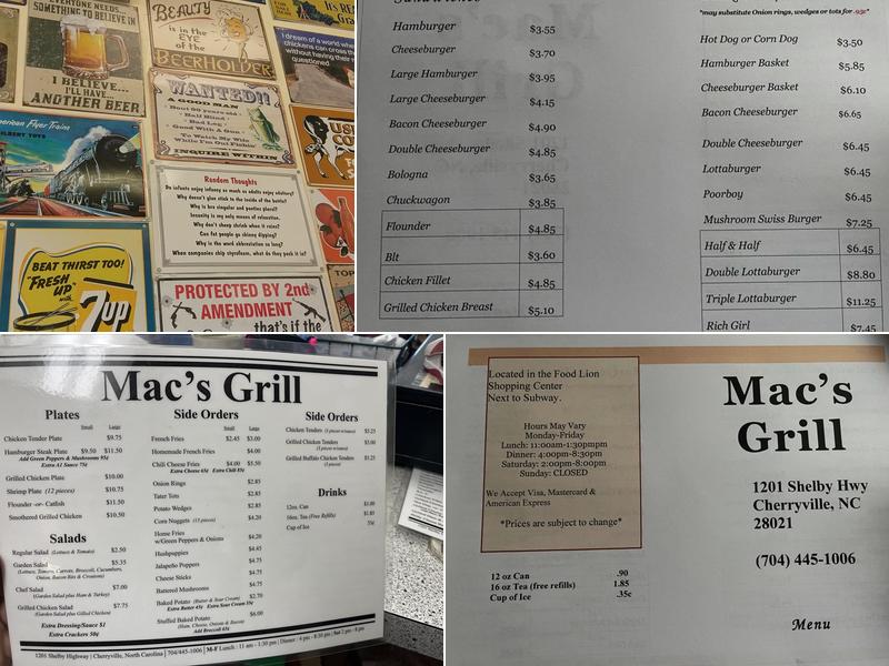 Mac's Grill Menu