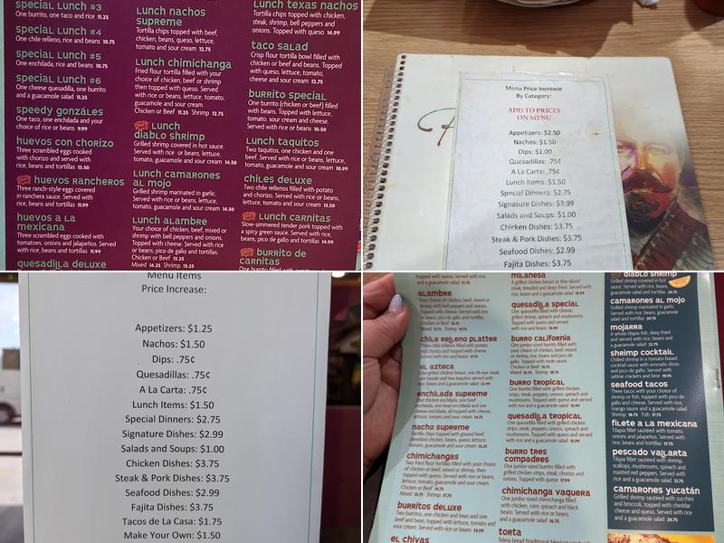 Panchito's Villa Menu