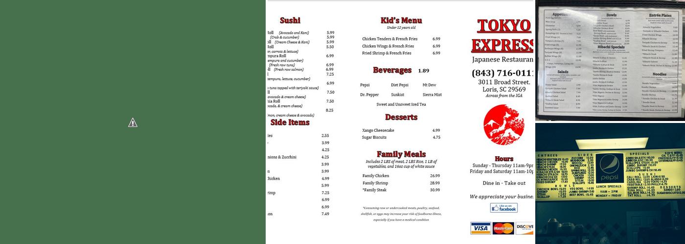 Tokyo Express Inc Menu