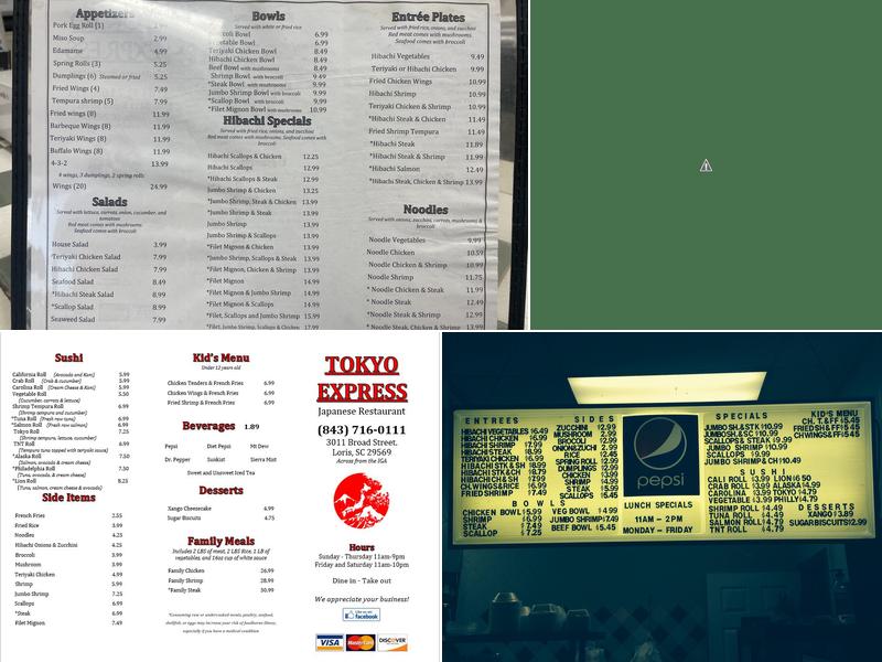 Tokyo Express Inc Menu